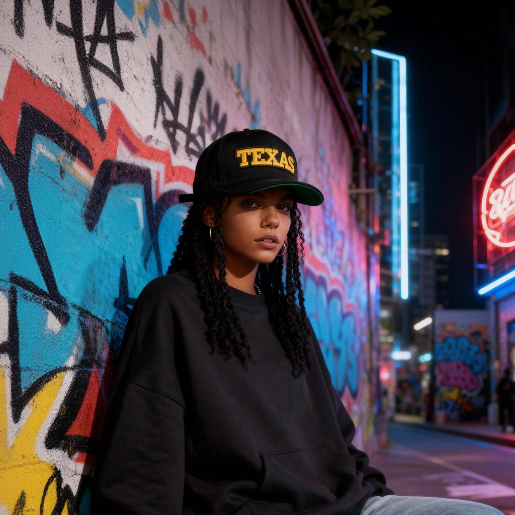 Texas Embroidered Snapback Cap - Black & Gold