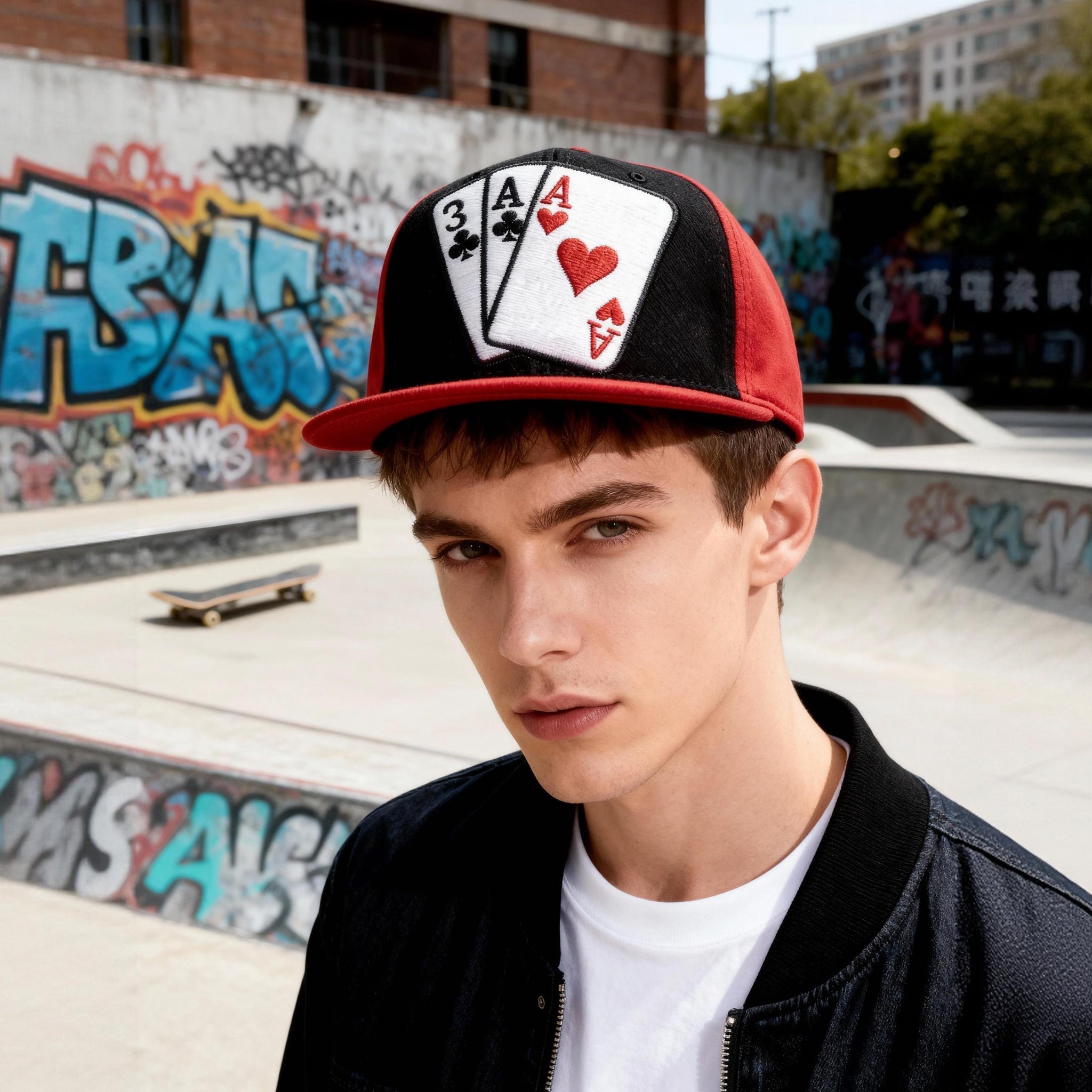Poker Cards Snapback Cap - Red & Black | Aegis Fauna
