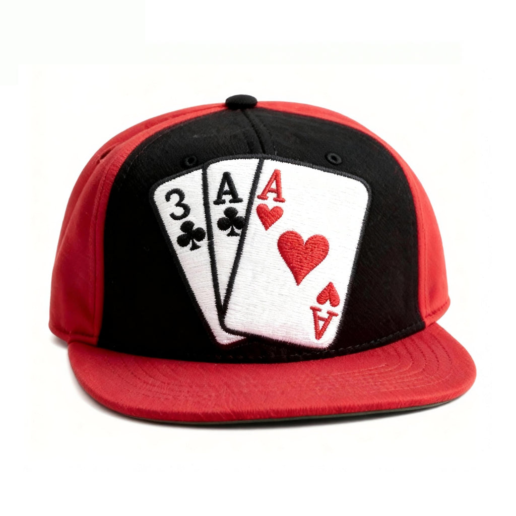 Poker Cards Snapback Cap - Red & Black | Aegis Fauna